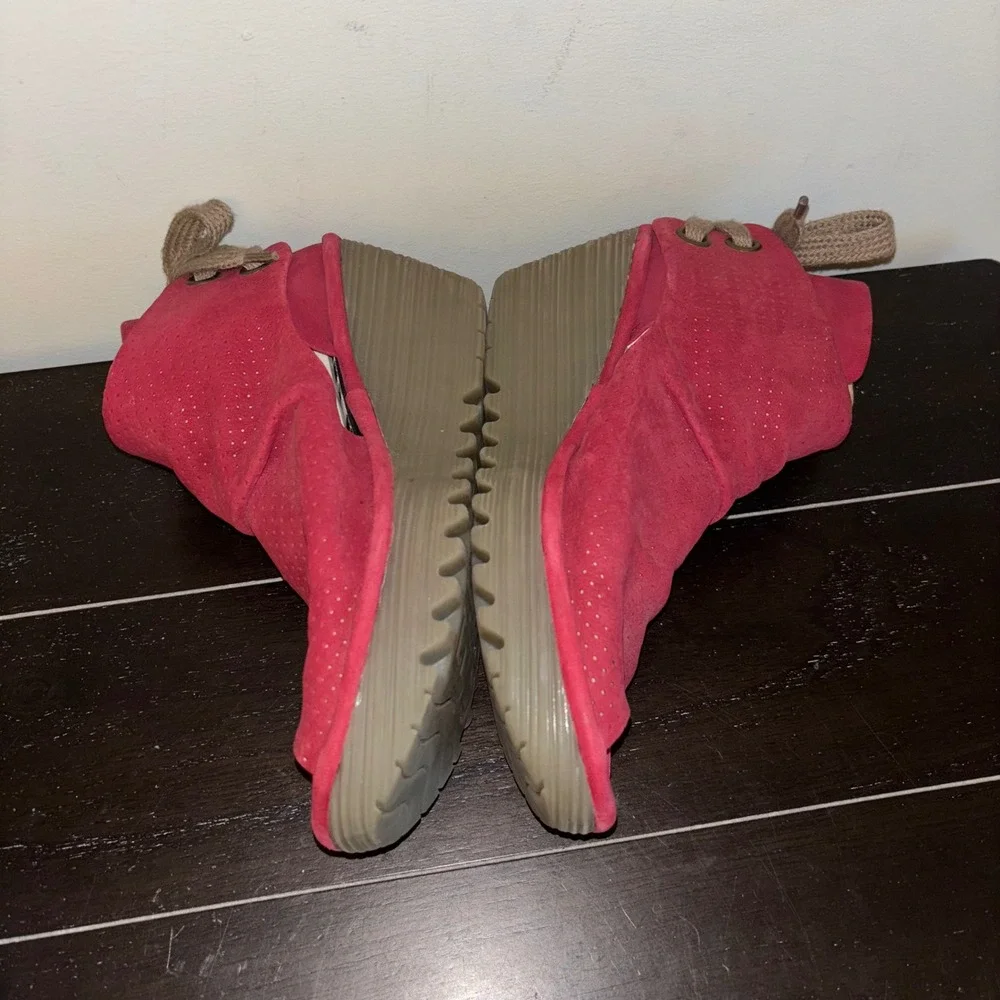 FLY LONDON | US 8 EU 39 | Yema LaceUp Open Toe Wedges | Red Suede Wedge Booties‎ - Picture 7 of 11
